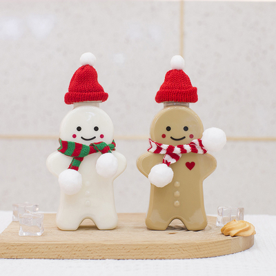 Chai nước ép nhựa Giáng sinh có nắp chống rò rỉ, chai trà sữa rỗng