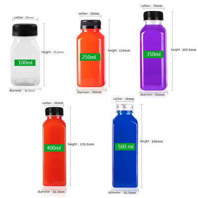 100ml 350ml 500ml 1000ml chai nước ép nhựa chai trà lạnh chai sữa dùng một lần chai PET 1 lít với nắp