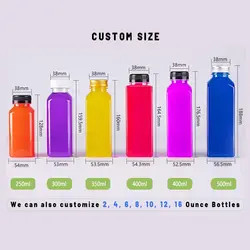 Quảng trường đồ uống chai nhựa Stock bán nóng 100ml 250ml 350ml 500ml chai nhựa với nắp vít cho nước trái cây