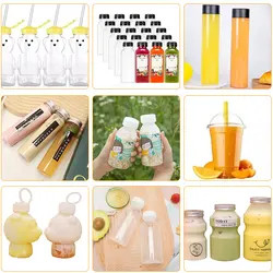 Quảng trường đồ uống chai nhựa Stock bán nóng 100ml 250ml 350ml 500ml chai nhựa với nắp vít cho nước trái cây