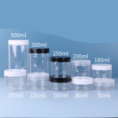 Thức ăn chất lượng minh bạch 80ml 100ml 120ml 150ml 250ml 500ml 1000ml Frosted PET Plastic Jar với nắp