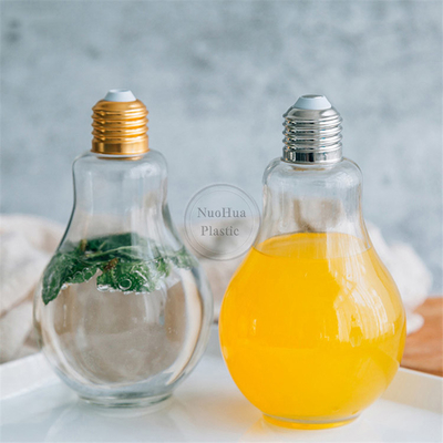 Cốc bóng đèn với nắp rơm cho các bữa tiệc chai hình bóng đèn nhựa đáy phát sáng đèn LED bóng đèn có thể lấp đầy