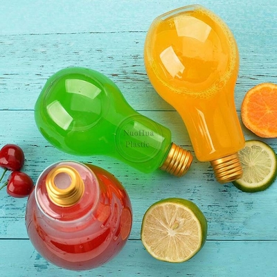 Cốc bóng đèn với nắp rơm cho các bữa tiệc chai hình bóng đèn nhựa đáy phát sáng đèn LED bóng đèn có thể lấp đầy