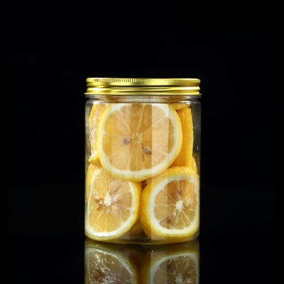 Custom 16oz 32oz 500ml 1000ml Clear Wide Mouth PET Jar With Aluminum Lid Transparent Food Storage Các thùng nhựa
