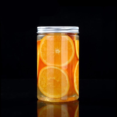 Custom 16oz 32oz 500ml 1000ml Clear Wide Mouth PET Jar With Aluminum Lid Transparent Food Storage Các thùng nhựa