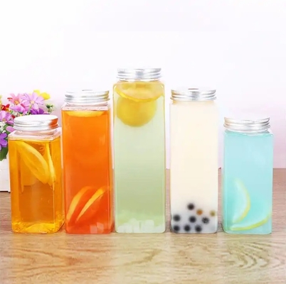 Các chai trà sữa cách nhiệt hình vuông với tay cầm 0,5kg trọng lượng vít trên nắp