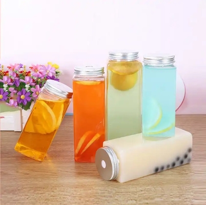 Các chai trà sữa cách nhiệt hình vuông với tay cầm 0,5kg trọng lượng vít trên nắp