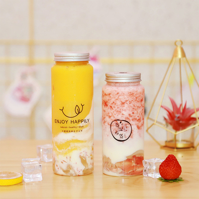 Các chai trà sữa hiện đại với tay cầm rõ ràng PET nhựa có thể tùy chỉnh màu sắc