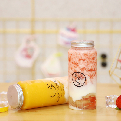 Các chai trà sữa hiện đại với tay cầm rõ ràng PET nhựa có thể tùy chỉnh màu sắc