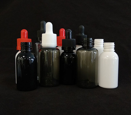 Custom Logo Dropper Bottles Set Transparent Black Nhiều kích cỡ 10ml-120ml bề mặt mịn 5000pcs in
