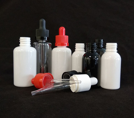 Custom Logo Dropper Bottles Set Transparent Black Nhiều kích cỡ 10ml-120ml bề mặt mịn 5000pcs in