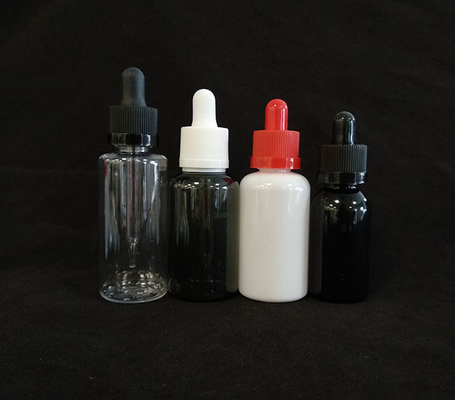 Custom Logo Dropper Bottles Set Transparent Black Nhiều kích cỡ 10ml-120ml bề mặt mịn 5000pcs in