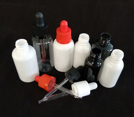 Custom Logo Dropper Bottles Set Transparent Black Nhiều kích cỡ 10ml-120ml bề mặt mịn 5000pcs in