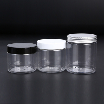 bình nhựa trong suốt với nắp 4 oz nắp đen trong suốt 50g 100g 150g 200g thú cưng 8 oz bình nhựa mỹ phẩm cho kem