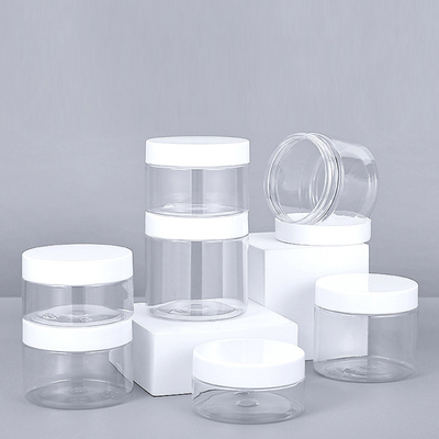 bình nhựa trong suốt với nắp 4 oz nắp đen trong suốt 50g 100g 150g 200g thú cưng 8 oz bình nhựa mỹ phẩm cho kem