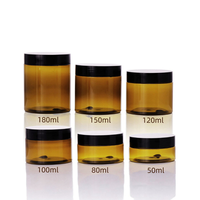 bình nhựa trong suốt với nắp 4 oz nắp đen trong suốt 50g 100g 150g 200g thú cưng 8 oz bình nhựa mỹ phẩm cho kem
