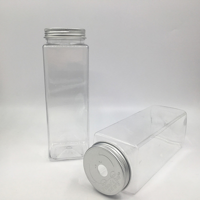 chai trà sữa bằng nhựa 500ml hình vuông rõ ràng cho nước ép và cà phê