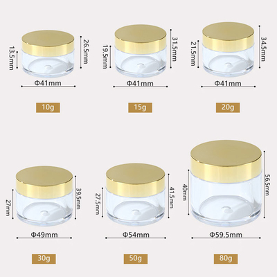 10ml-150ml Clear Plastic Round Cream Jar With Pressure Sensitive Gasket 10ml-150ml Biếng kem tròn bằng nhựa rõ ràng với miếng đệm nhạy áp suất