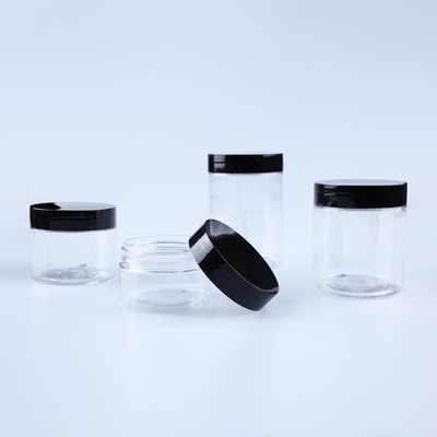 60Ml 100Ml 200Ml 250Ml Pet Clear Cosmetic Cream Jars Thùng rửa bằng nhựa với nắp đen