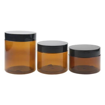 60Ml 100Ml 200Ml 250Ml Pet Clear Cosmetic Cream Jars Thùng rửa bằng nhựa với nắp đen
