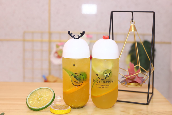 chai trà sữa bằng nhựa chống rò rỉ với vít trên nắp