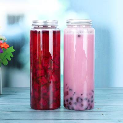 Đồ trà bong bóng bằng nhựa 500ml trong suốt với tay cầm và vít trên nắp
