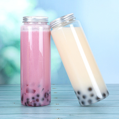 Đồ trà bong bóng bằng nhựa 500ml trong suốt với tay cầm và vít trên nắp