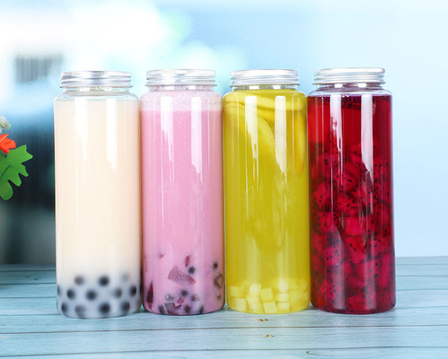 Đồ trà bong bóng bằng nhựa 500ml trong suốt với tay cầm và vít trên nắp