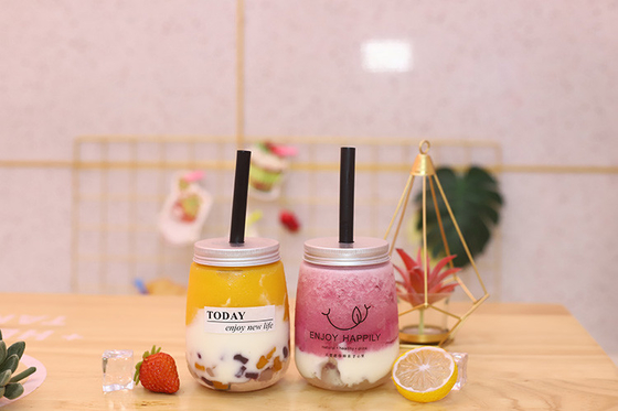 chai trà sữa rõ ràng chống rò rỉ với tay cầm giữ uống an toàn và không rắc rối
