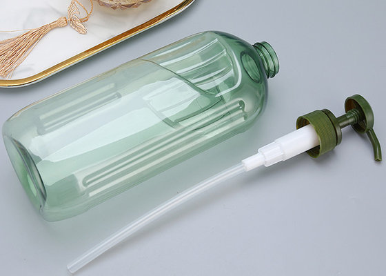 Màu xanh lá cây Dầu gội đầu 1000ml Chai PET Bơm 92 * 220mm In màn hình