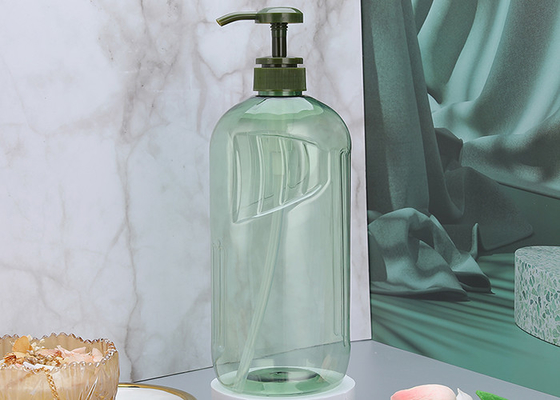 Màu xanh lá cây Dầu gội đầu 1000ml Chai PET Bơm 92 * 220mm In màn hình