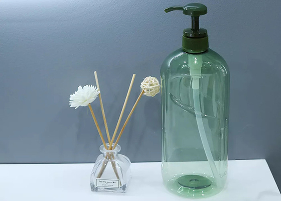 Màu xanh lá cây Dầu gội đầu 1000ml Chai PET Bơm 92 * 220mm In màn hình