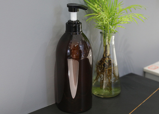 Bơm khóa 550ml Chai dầu gội nhựa PET màu hổ phách 72 * 176mm