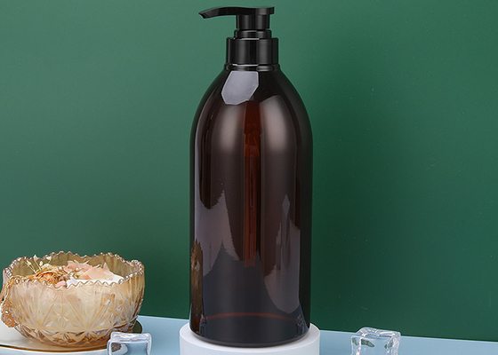 Bơm khóa 550ml Chai dầu gội nhựa PET màu hổ phách 72 * 176mm