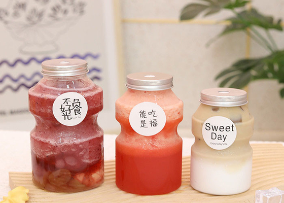 Chai trà sữa 350ml PET Hộp đựng sữa dùng một lần với nắp nhôm