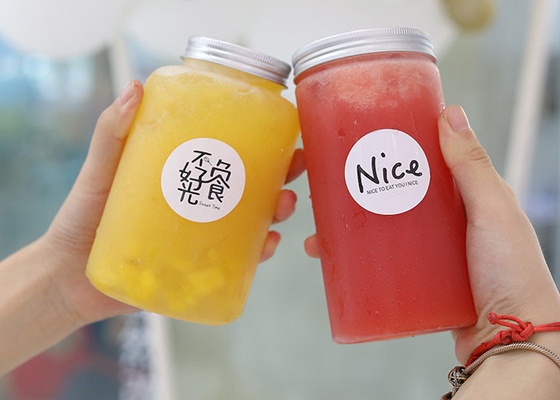 Chai nước trái cây tái sử dụng bằng nhựa cho trà sữa 350ML 500ML
