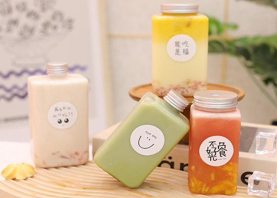 Chai trà sữa nước ép bằng nhựa 8oz có nắp đậy bằng chất liệu giả