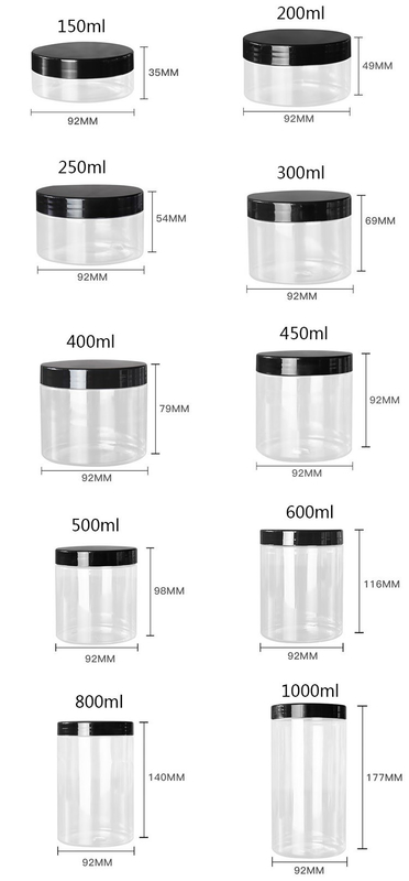 Thùng PET chất lượng thực phẩm nhựa trắng 4oz 8oz 300ml 500ml hình tròn hình trống mắt kem mặt kem thùng 16oz